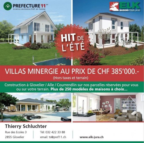Villas Minergie au prix de CHF 385'000.--